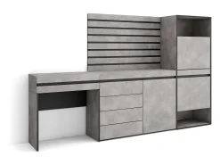 Zapatero, 237x35x145cm, Dormitorio, habitación, Cómoda, Cajonera, Listones Decorativos, Tocador, Cemento