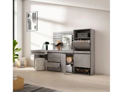 Zapatero, 237x35x145cm, Dormitorio, habitación, Cómoda, Cajonera, Listones Decorativos, Tocador, Cemento
