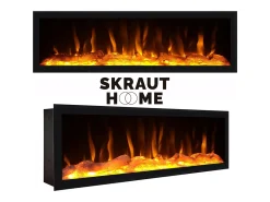 Zapatero, 274x35x145cm, Dormitorio, habitación, Chimenea eléctrica XXL, Cómoda, Cajonera, Cemento