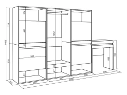 Zapatero, 250x35x145cm, Dormitorio, habitación, Vestidor abierto, Tocador, Cemento