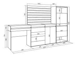 Zapatero, 237x35x145cm, Dormitorio, habitación, Cómoda, Cajonera, Listones Decorativos, Tocador, Blanco