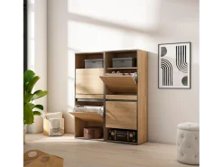 Zapatero, 120x35x145cm, Dormitorio, habitación, Mueble auxiliar, Roble