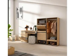 Zapatero, 247x35x145cm, Dormitorio, habitación, Vestidor abierto, Cómoda, Cajonera, Tocador, Roble