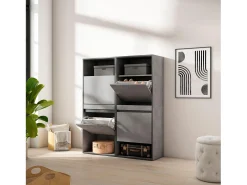 Zapatero, 120x35x145cm, Dormitorio, habitación, Mueble auxiliar, Cemento