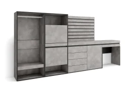 Zapatero, 297x35x145cm, Dormitorio, habitación, Vestidor abierto, Cómoda, Cajonera, Listones Decorativos, Tocador, Cemento