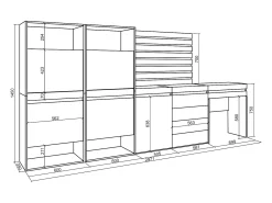 Zapatero, 297x35x145cm, Dormitorio, habitación, Cómoda, Cajonera, Listones Decorativos, Tocador, Blanco