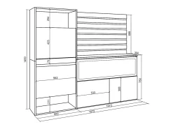 Zapatero, 167x35x145cm, Dormitorio, habitación, Chimenea eléctrica XXL, Listones Decorativos, Roble
