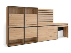 Zapatero, 297x35x145cm, Dormitorio, habitación, Cómoda, Cajonera, Listones Decorativos, Tocador, Roble