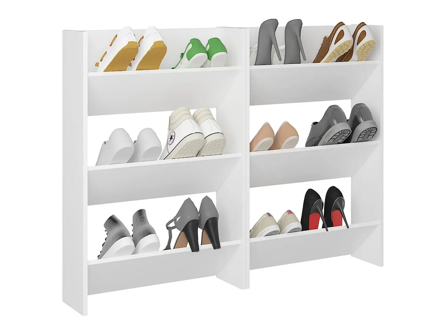 Zapateros de pared 2 uds Blanco 60x18x90 cm Aglomerado