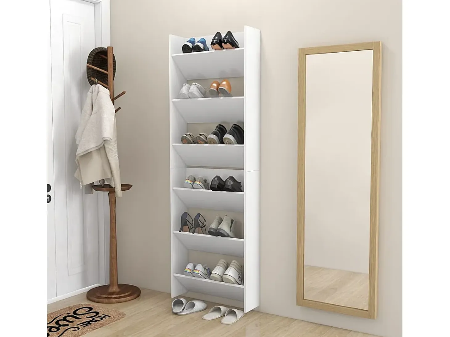 Zapateros de pared 2 uds Blanco 60x18x90 cm Aglomerado