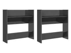 Zapateros de pared 2 uds gris brillo 60x18x60 cm