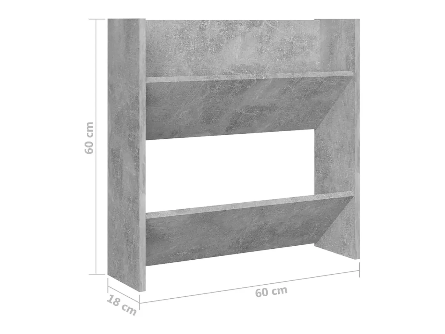 Zapateros de pared 2 uds Gris hormigón 60x18x60 cm
