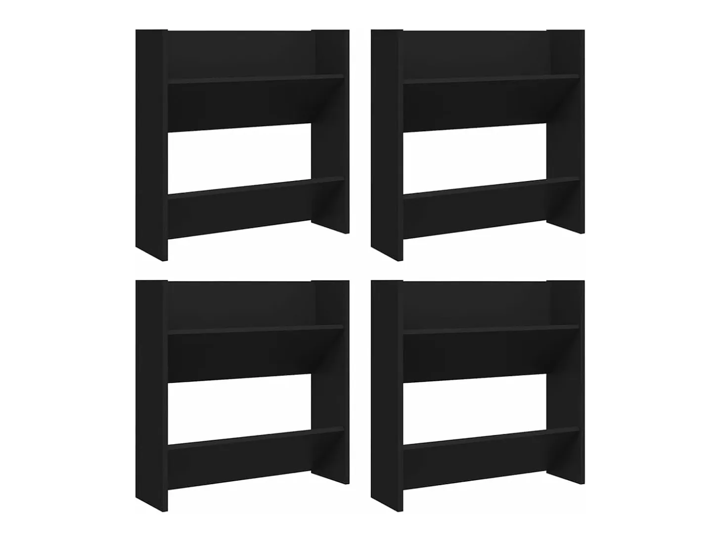 Zapateros de pared 4 uds madera contrachapada negro 60x18x60 cm ES863188