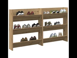 Zapateros de pared con balda Otros 2 piezas roble artesanal