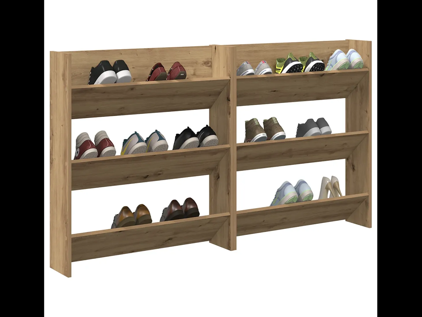 Zapateros de pared con balda Otros 2 piezas roble artesanal