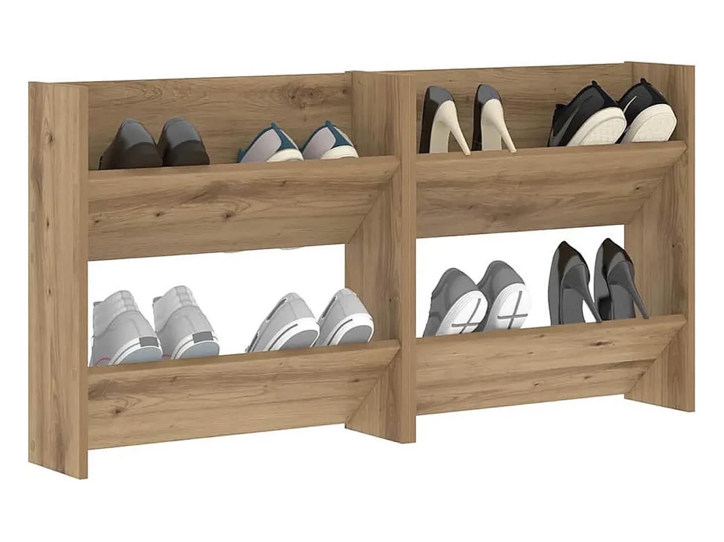 Zapateros de pared con balda Otros 2 piezas roble artesanal