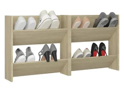 Zapateros de pared de 2 piezas roble Sonoma 60x18x60 cm