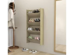 Zapateros de pared de 2 piezas roble Sonoma 60x18x60 cm