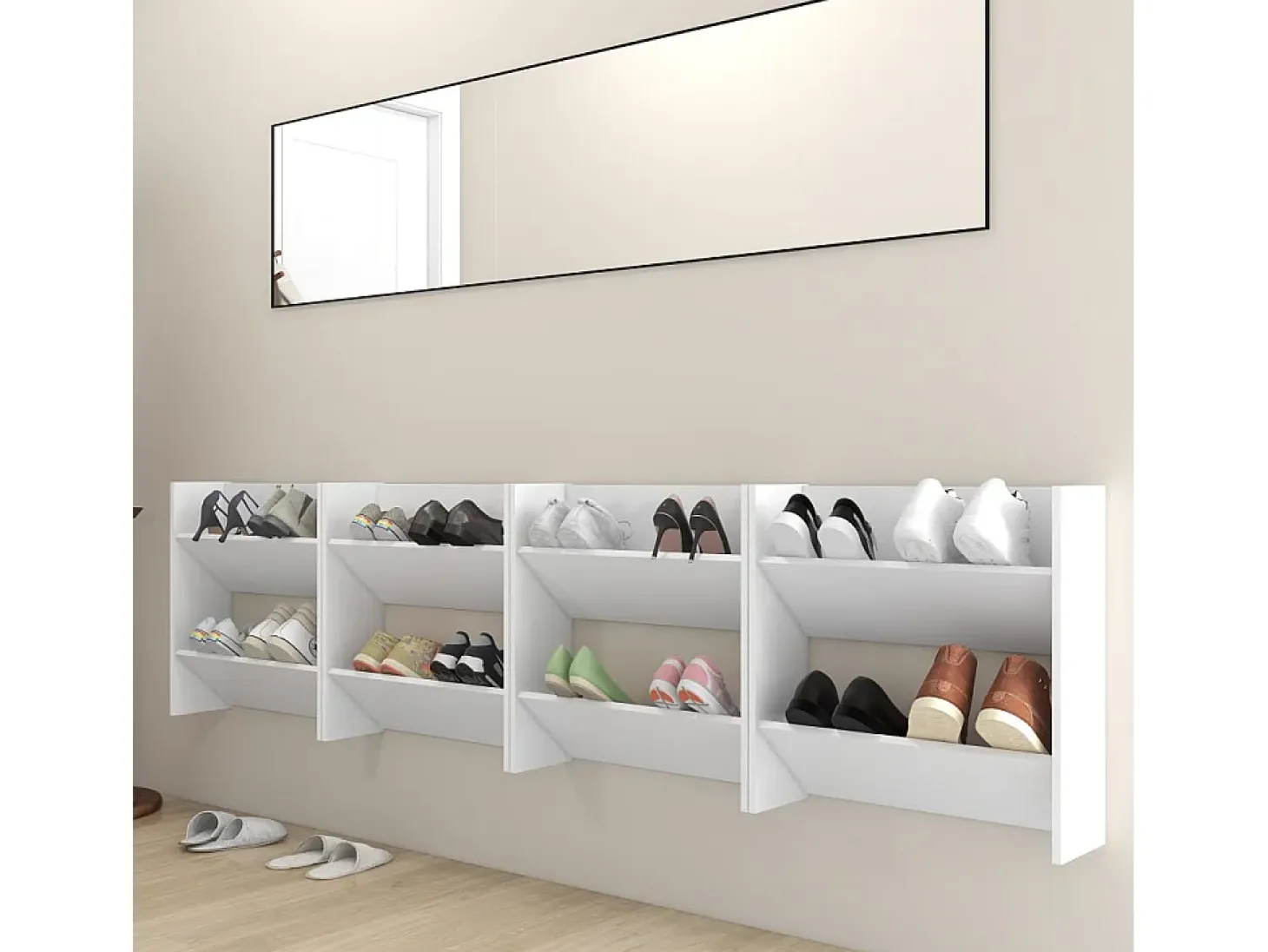 zapateros de pared de madera de ingeniería blanca