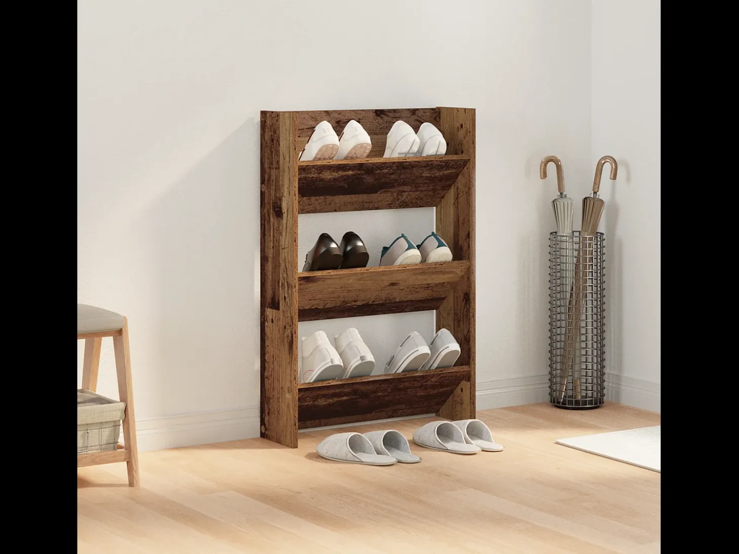 Zapateros de pared Madera vieja 60 x 18 x 60 cm