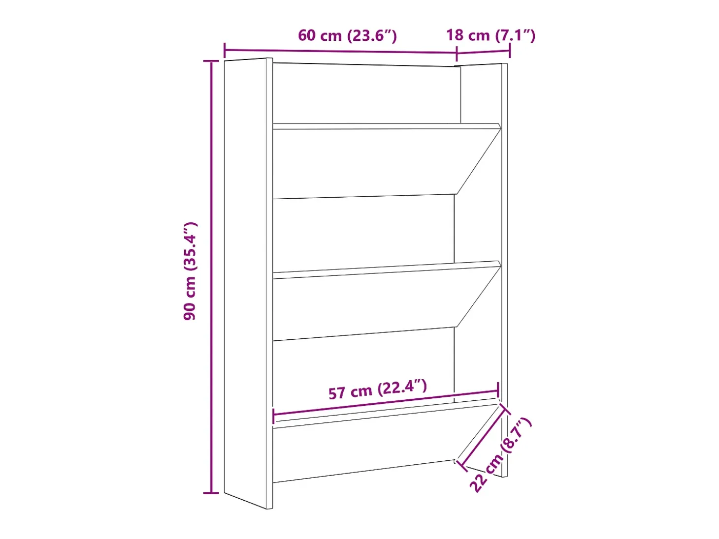 Zapateros de pared Madera vieja 60 x 18 x 60 cm