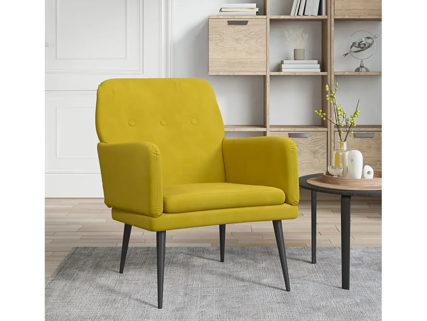 Zarina Sillón de terciopelo amarillo 62x79x79 cm