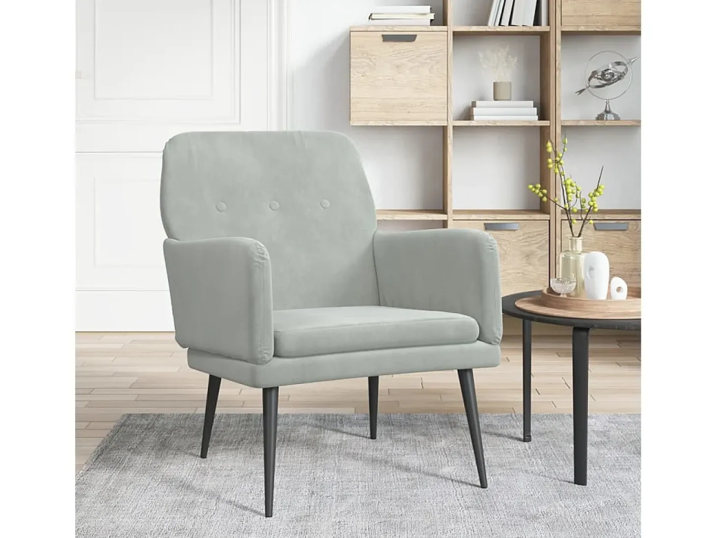 Zarina Sillón de terciopelo gris claro 62x79x79 cm