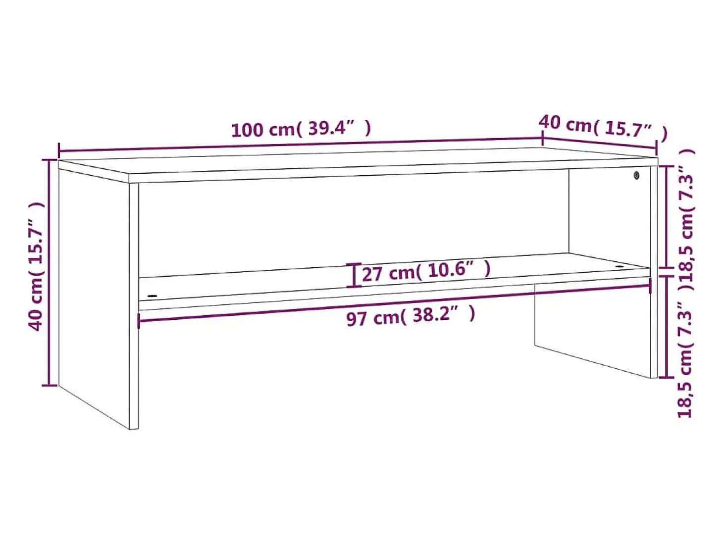 Zerina Mueble de TV madera contrachapada color roble 100x40x40cm