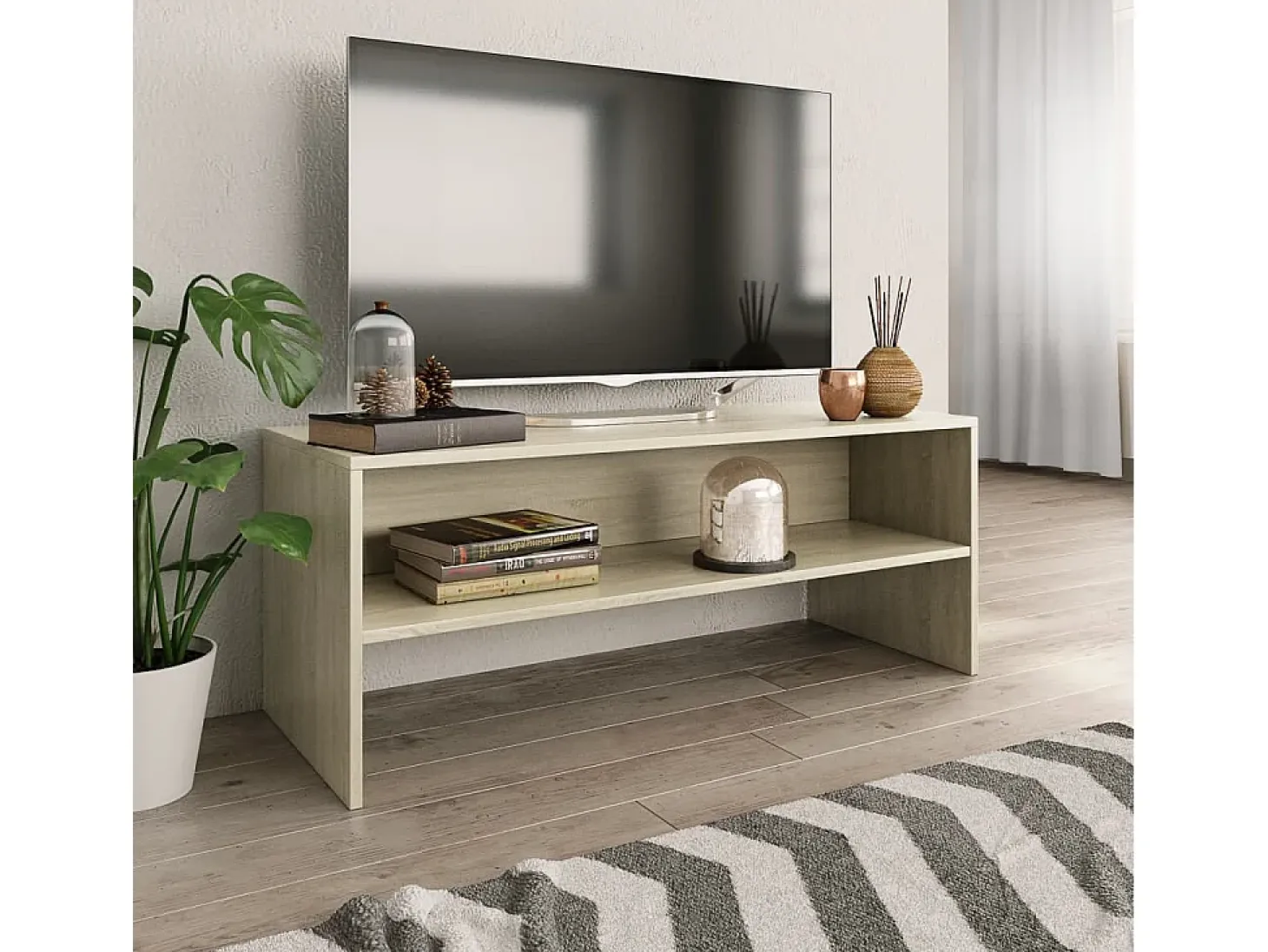 Zerina Mueble de TV madera contrachapada color roble 100x40x40cm