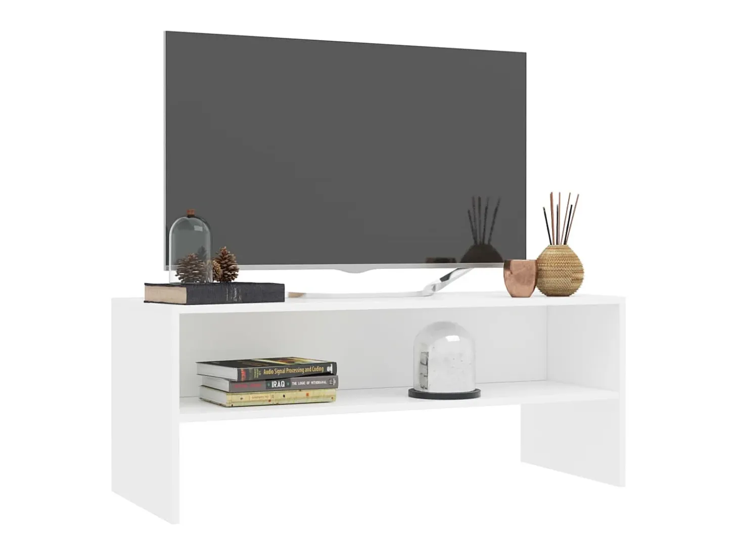 Zerina Mueble para TV madera contrachapada blanco 100x40x40 cm