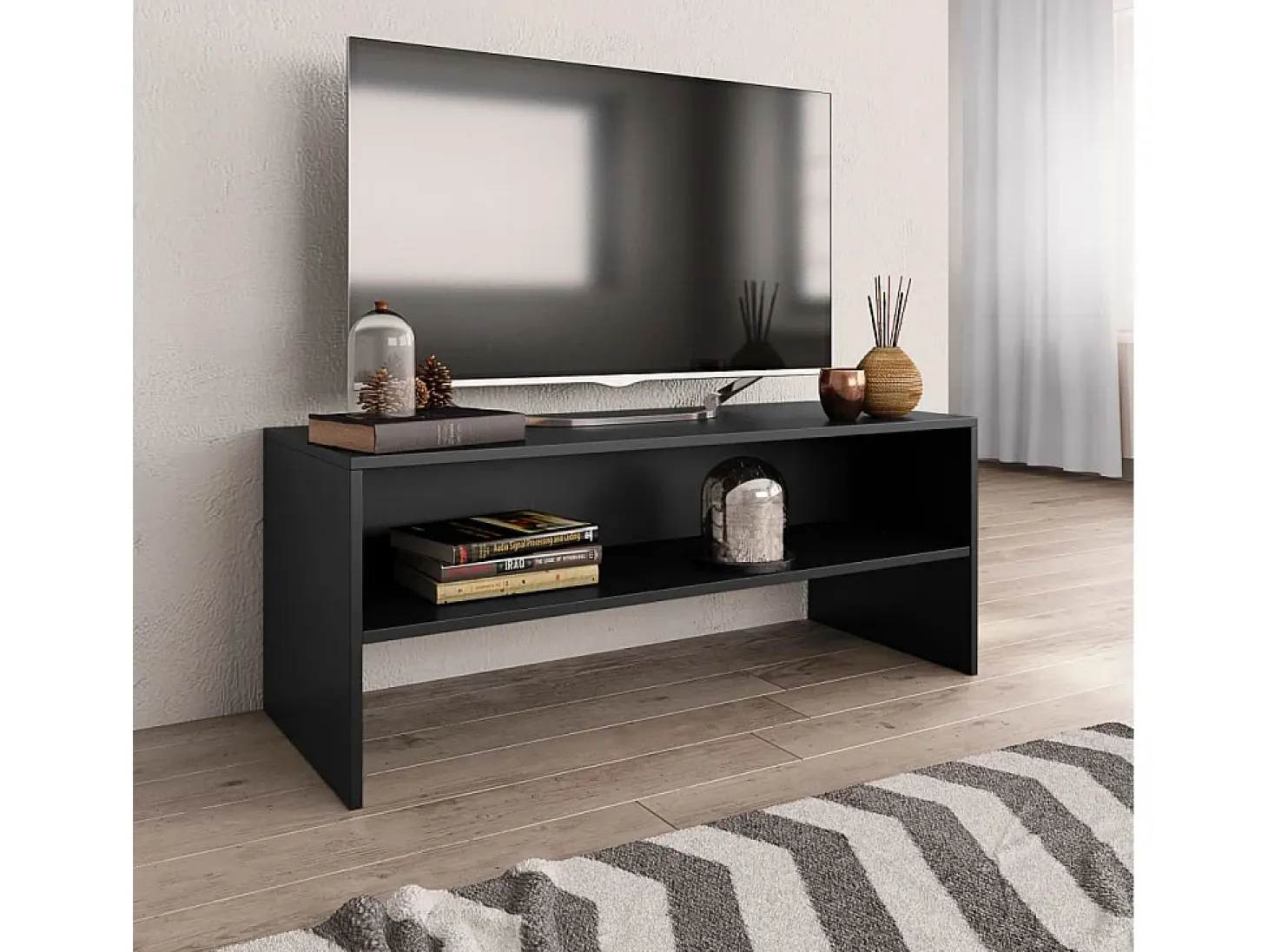 Zerina Mueble para TV madera contrachapada negro100x40x40 cm