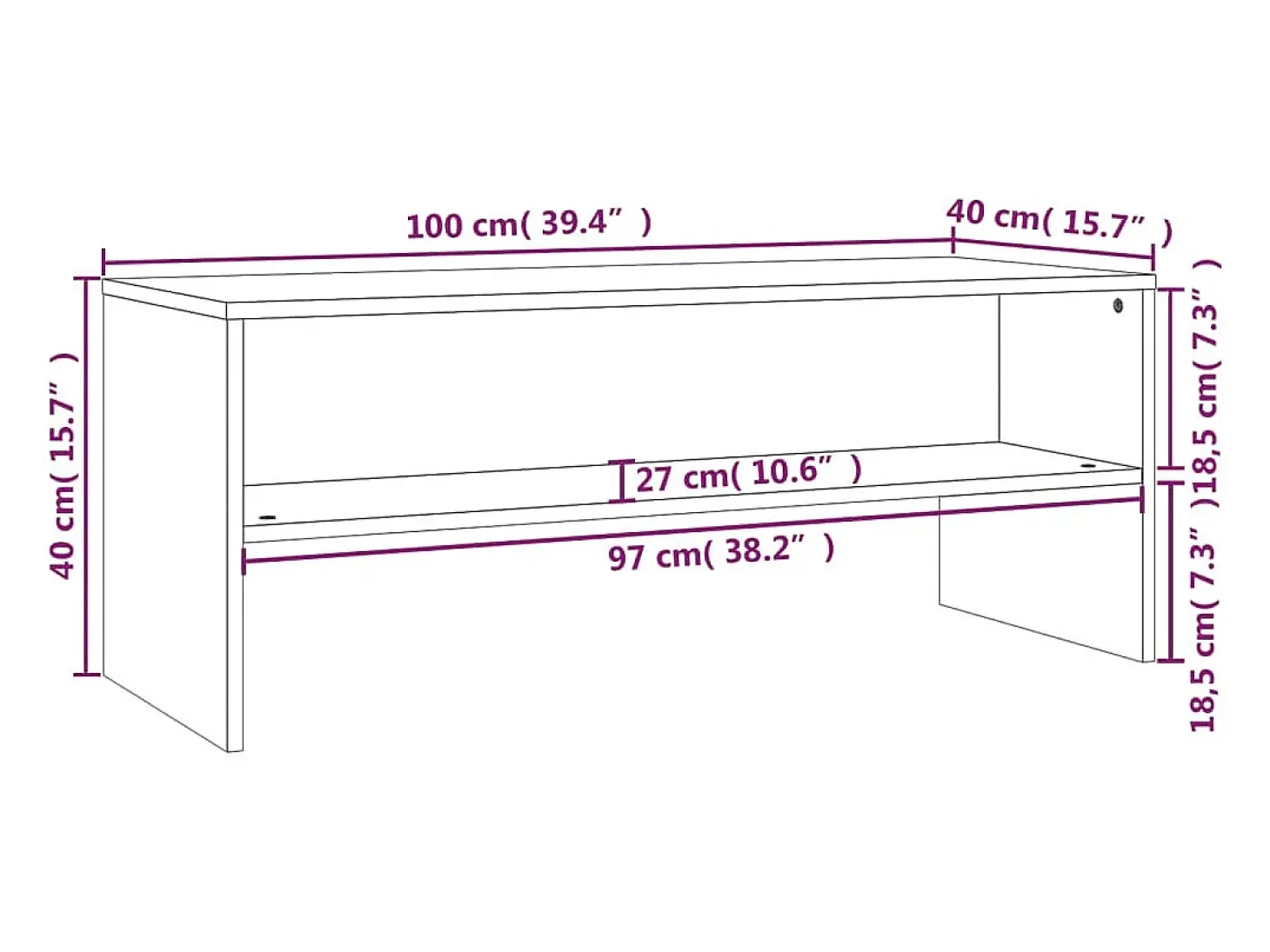 Zerina Mueble para TV madera contrachapada negro100x40x40 cm